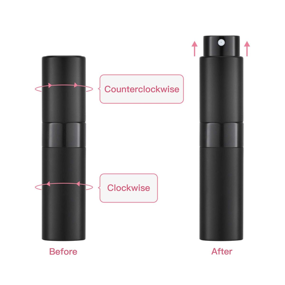 Tekson 8ml travel perfume atomizer silver, compact empty bottle for easy refills.