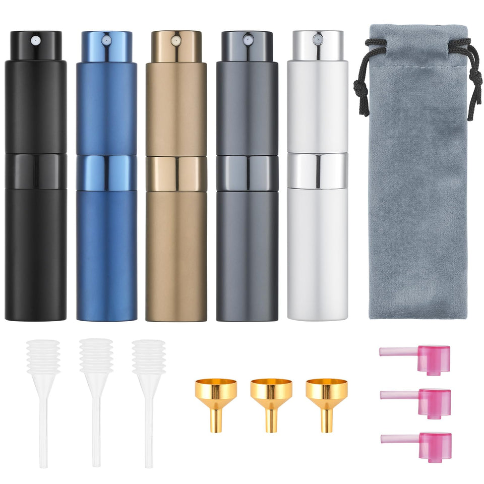 Tekson travel perfume atomizer blue side view shows compact design for on-the-go fragrance.