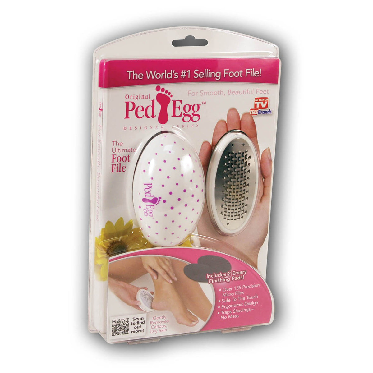 Telebrands Ped Egg pedicure foot file helps smooth rough skin for baby-soft feet
