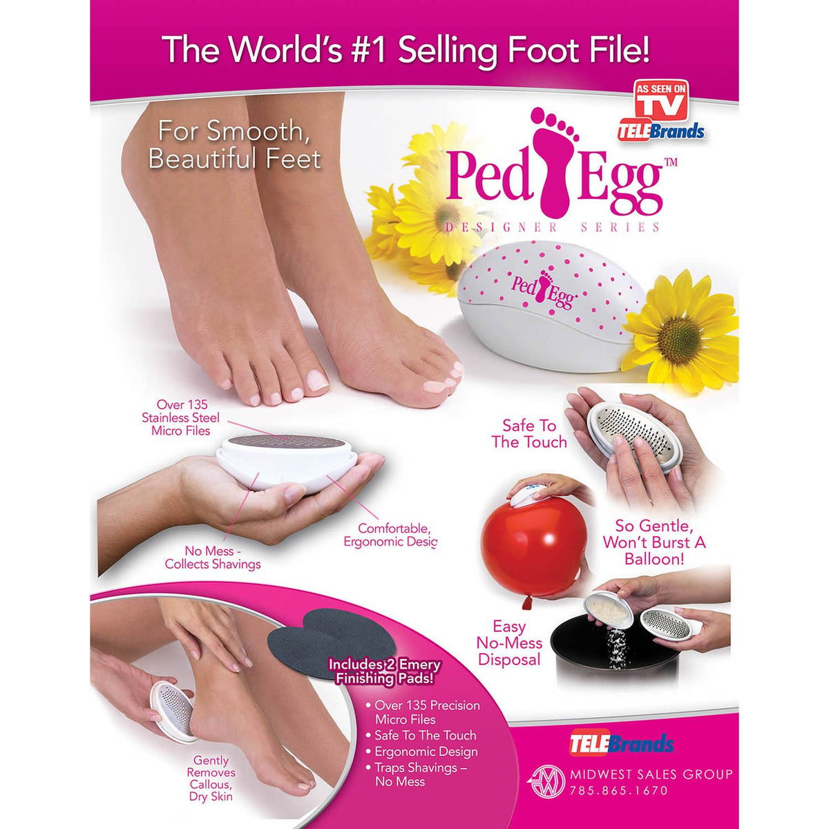 Telebrands Ped Egg storage compartment traps shavings for mess-free use
