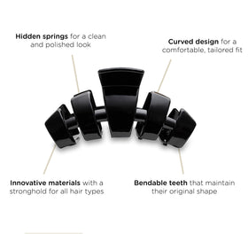 Teleties large hair clip curved design supports all-day comfort.