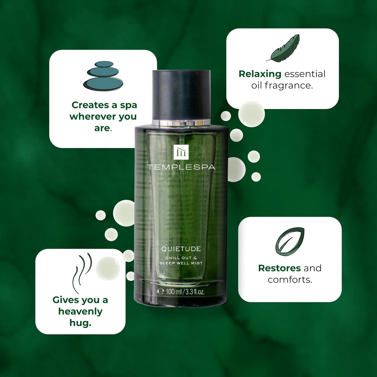 TEMPLESPA Quietude mist spray in use to create a tranquil room.