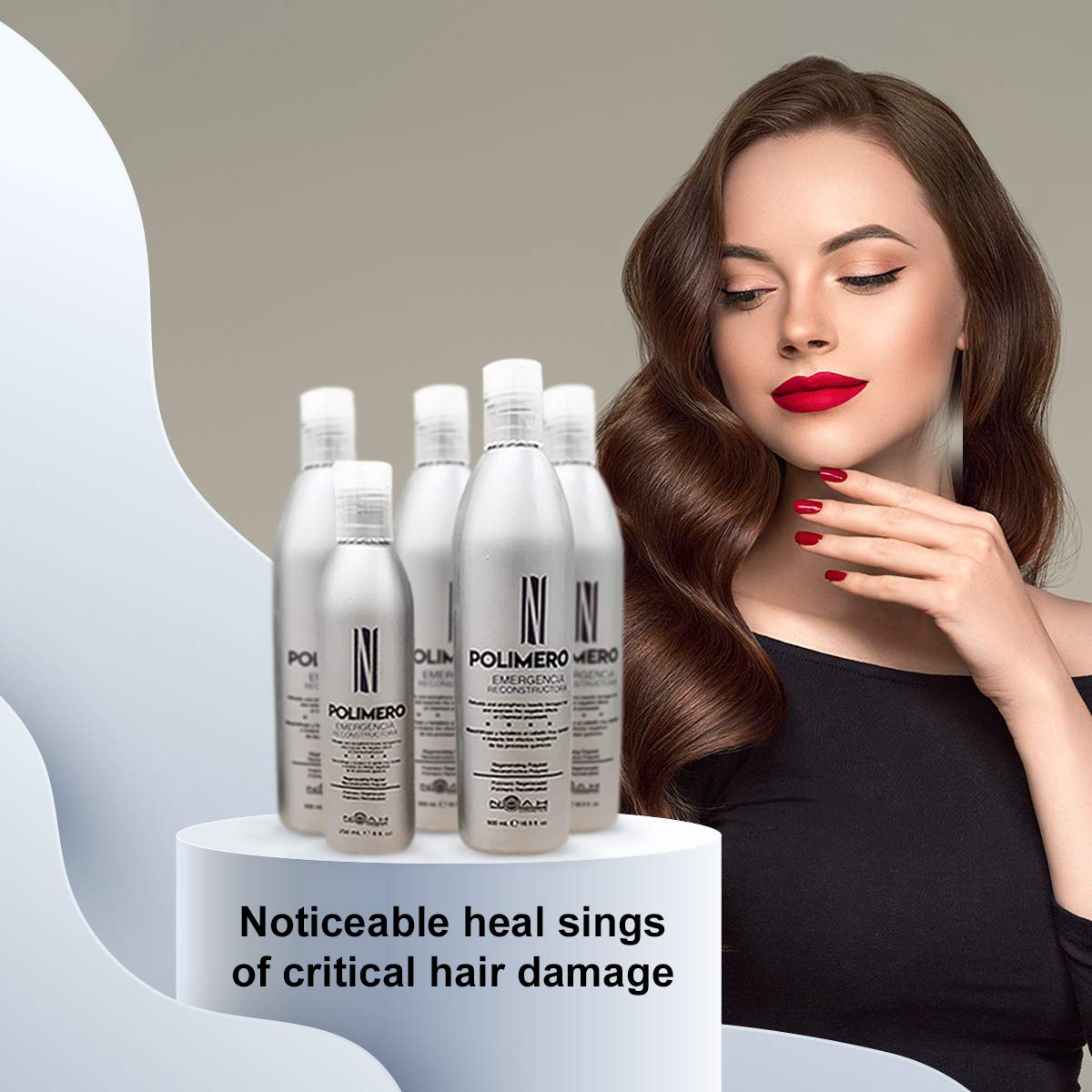 Tempo Cosmetics Labs Emergency Reconstructive Polymer on hair strands demonstrates end sealing.