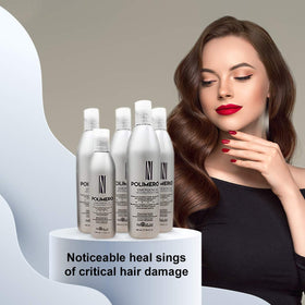 Tempo Cosmetics Labs Emergency Reconstructive Polymer on hair strands demonstrates end sealing.