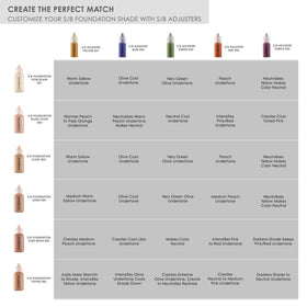 TEMPTU S/B Adjuster Violet color-mixing swatch expands foundation shade range.