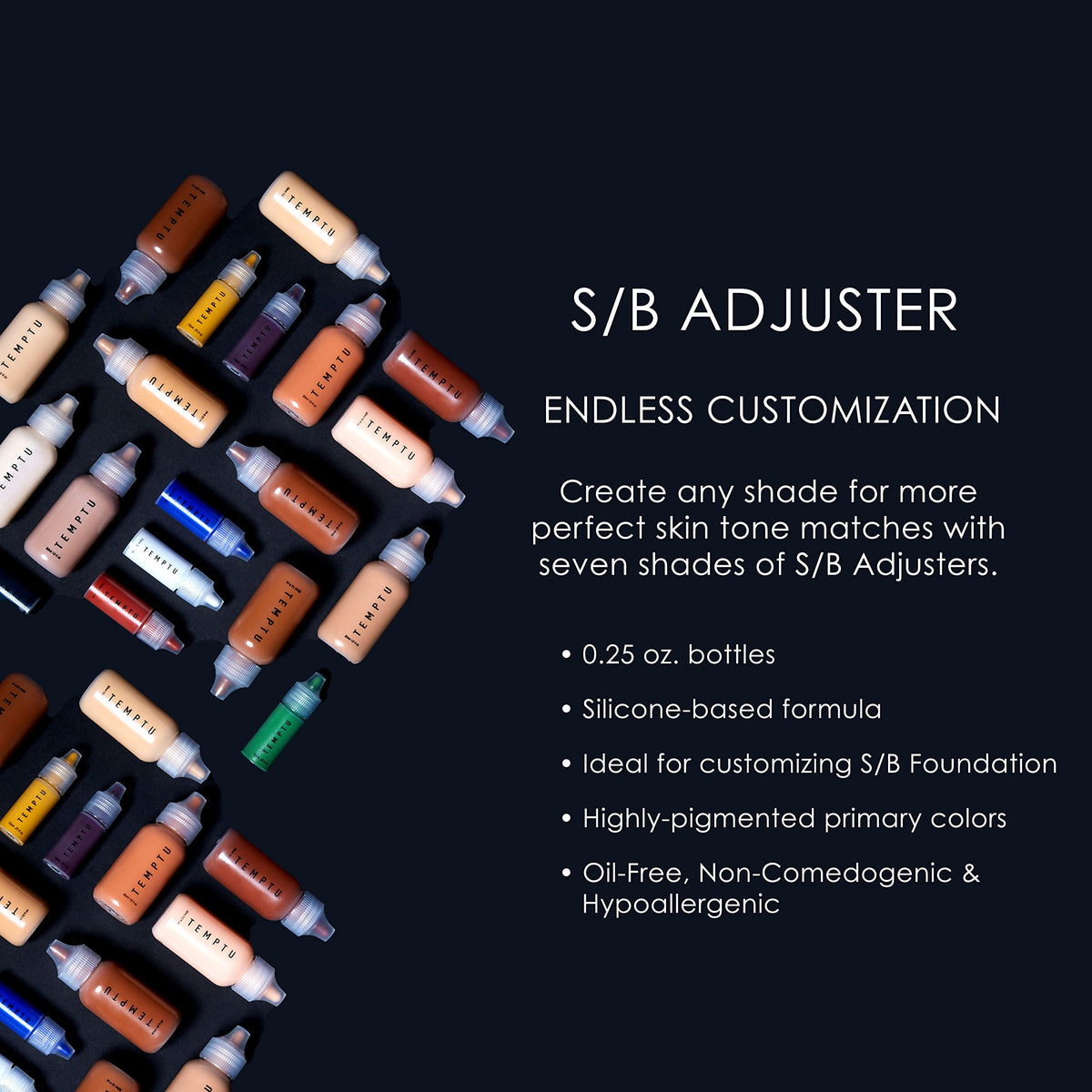 TEMPTU S/B Adjuster Violet packaging and travel-friendly bottle.