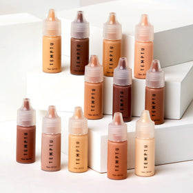 TEMPTU foundation applied with airbrush, fingertips, or sponge for versatile application