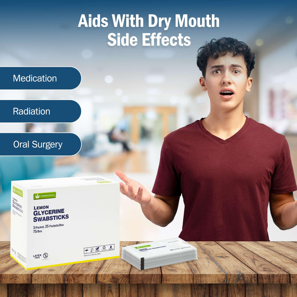 TenderGentle lemon swabs ideal for medication-induced dry mouth