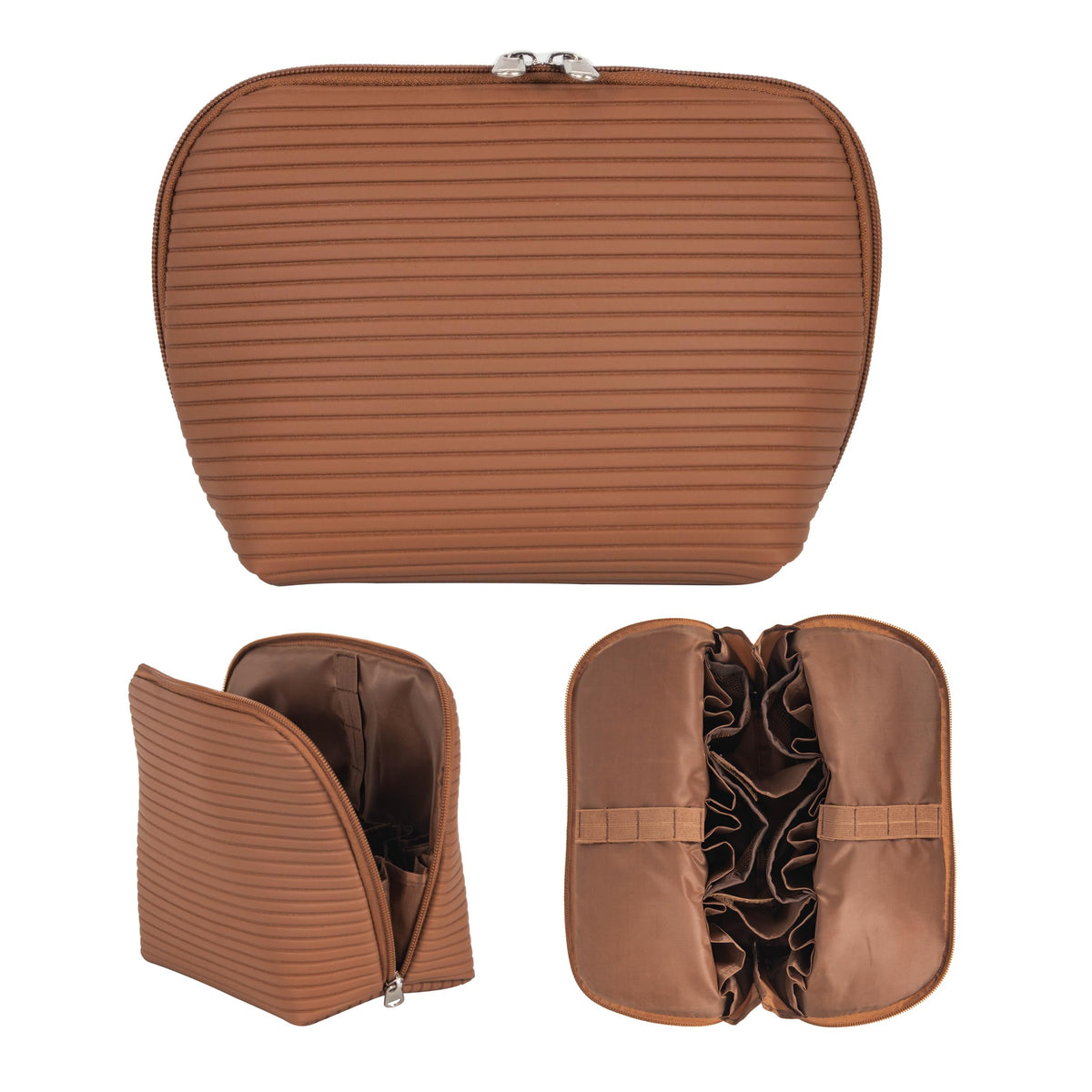 Tense Edano travel makeup bag with fold-down design for quick access