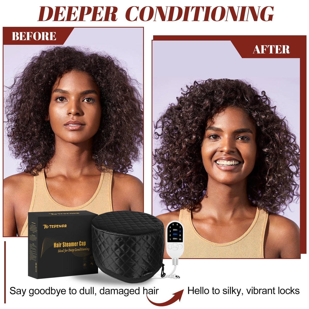 TEPENAR hair steamer cap removable liner for easy cleaning and hygiene