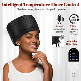TEPENAR hair steamer cap temperature settings show customizable conditioning warmth