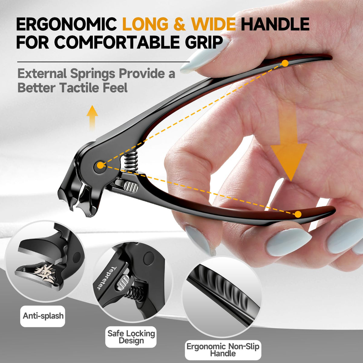 TEPRETER thick-nails clipper ready to tackle tough nails with sharp blades.