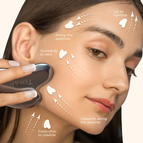 TeraRX Terahertz Gua Sha helps reduce facial puffiness with gentle pressure