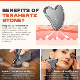 TeraRX Terahertz Gua Sha stone close-up showing texture and finish
