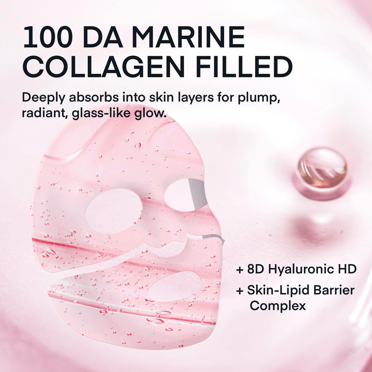 TEREZ & HONOR Real Deep Bio Collagen Mask hydrogel sheet on skin for smooth application.