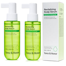 TEREZ & HONOR scalp serum bottle close-up for non-greasy scalp hydration