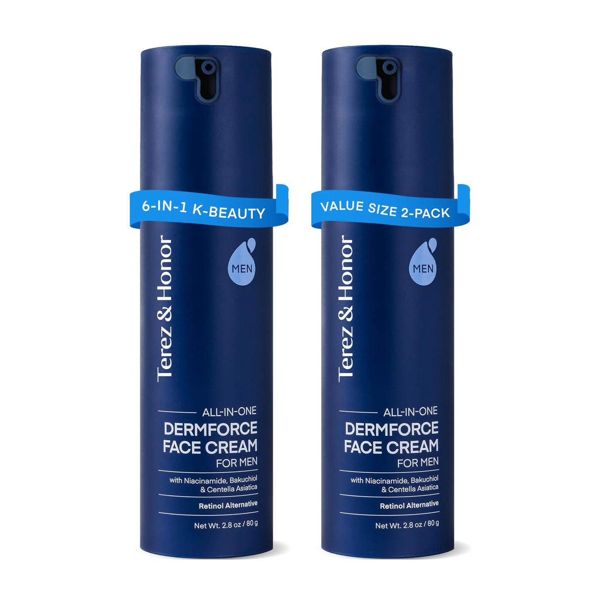 TEREZ & HONOR 6-in-1 cream bottle with pour shows quick hydration for daily use