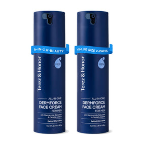 TEREZ & HONOR 6-in-1 cream bottle with pour shows quick hydration for daily use