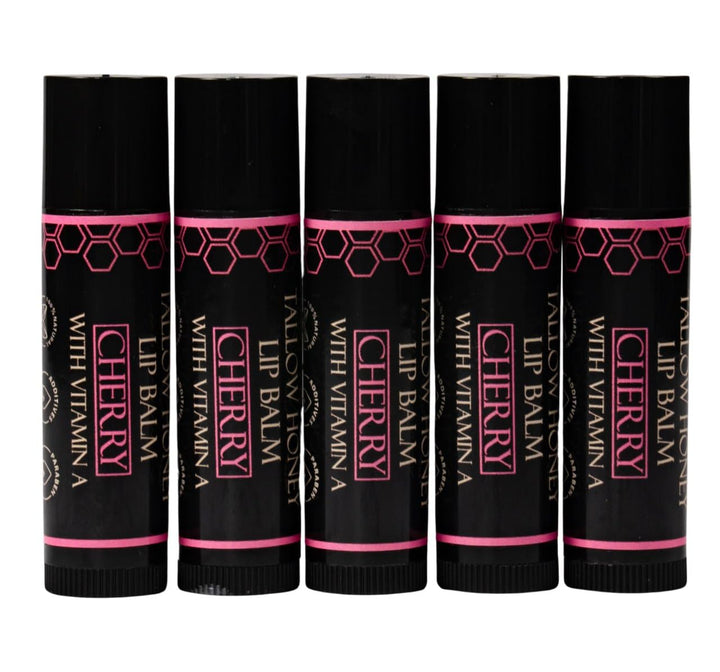 Terra Lotus organic tallow lip balm cherry tube provides long-lasting moisture on lips