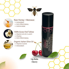 Terra Lotus lip balm in cherry tube offers smooth glide and hydration