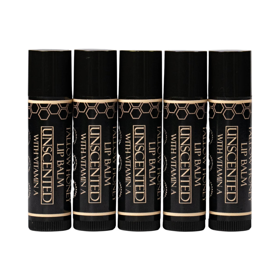 Terra Lotus Tallow Lip Balm pack of five tubes for daily hydration.