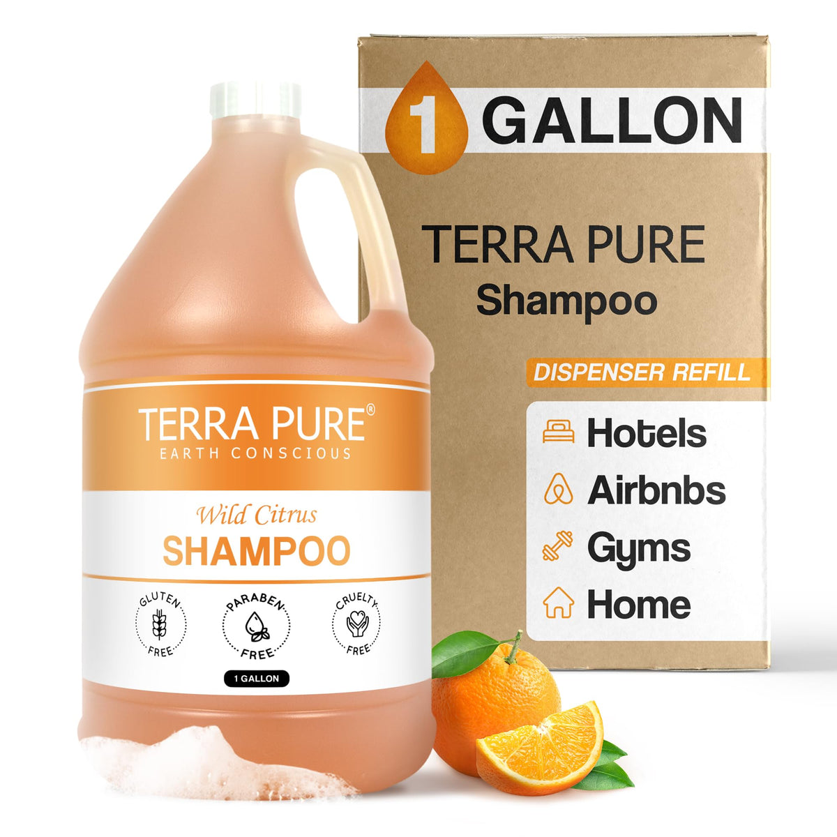Terra Pure 1-gallon shampoo bottle refilling hotel dispensers for a seamless guest experience
