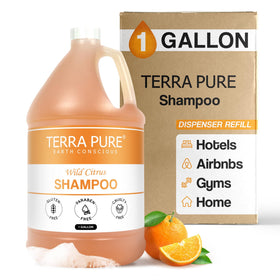 Terra Pure 1-gallon shampoo bottle refilling hotel dispensers for a seamless guest experience