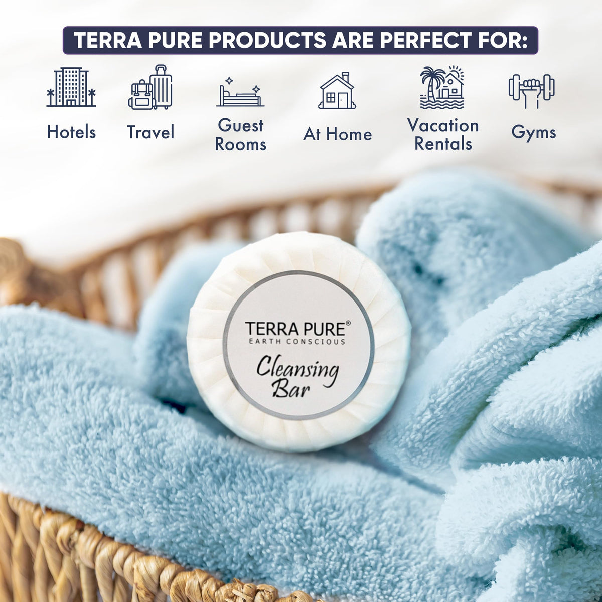 Terra Pure aloe olive oil bars with disposable packaging for easy turnover.