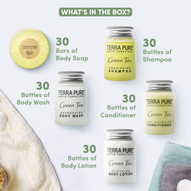 Terra Pure body wash travel-size bottle delivers refreshing cleansing for guests