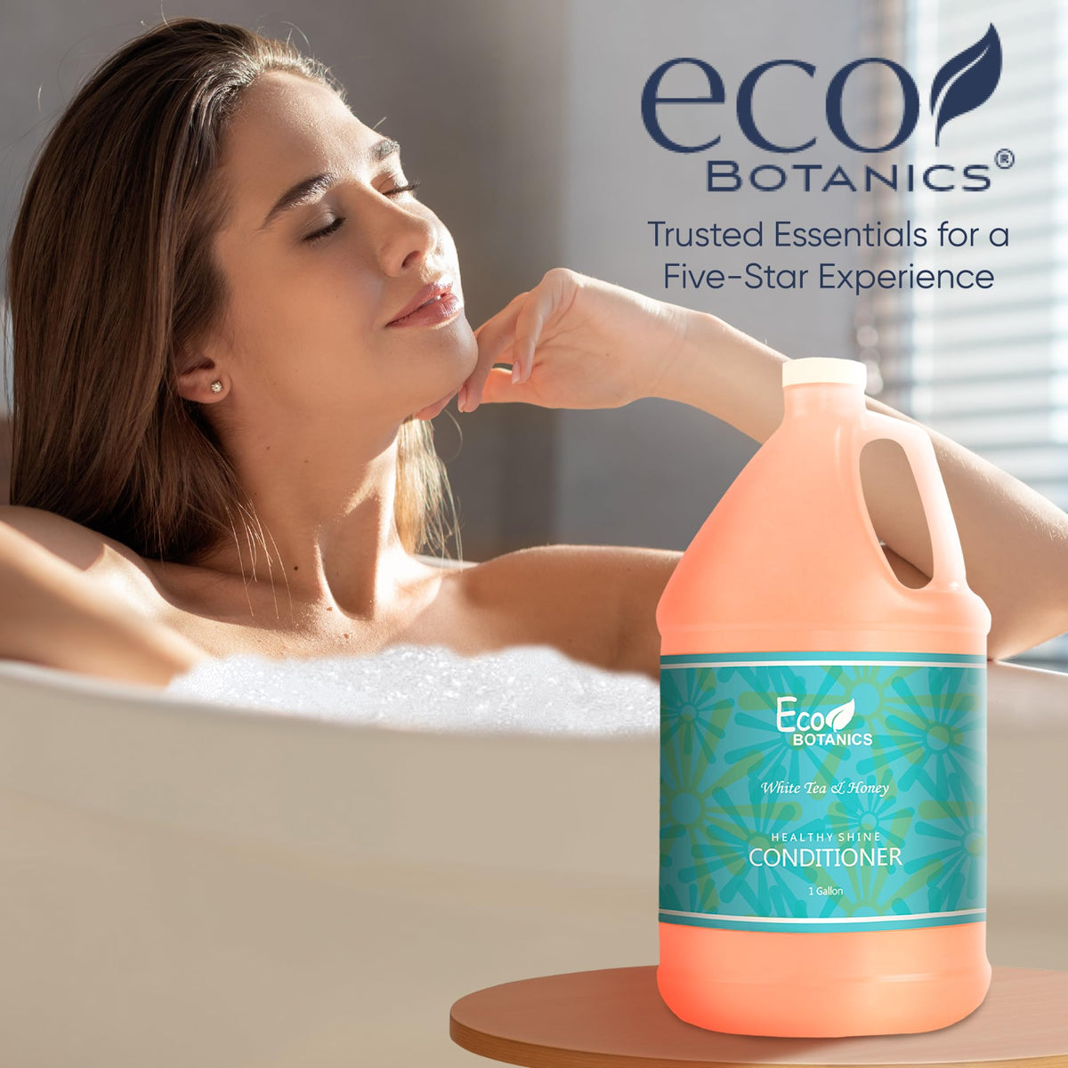 Guest room bathroom featuring Terra Pure conditioner for daily guest care
