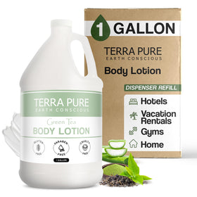Terra Pure Green Tea Hotel Body Lotion pump bottle with guest-refill convenience