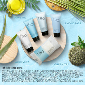 Terra Pure H2O Therapy lotion bottle, compact, skin-friendly guest amenities.