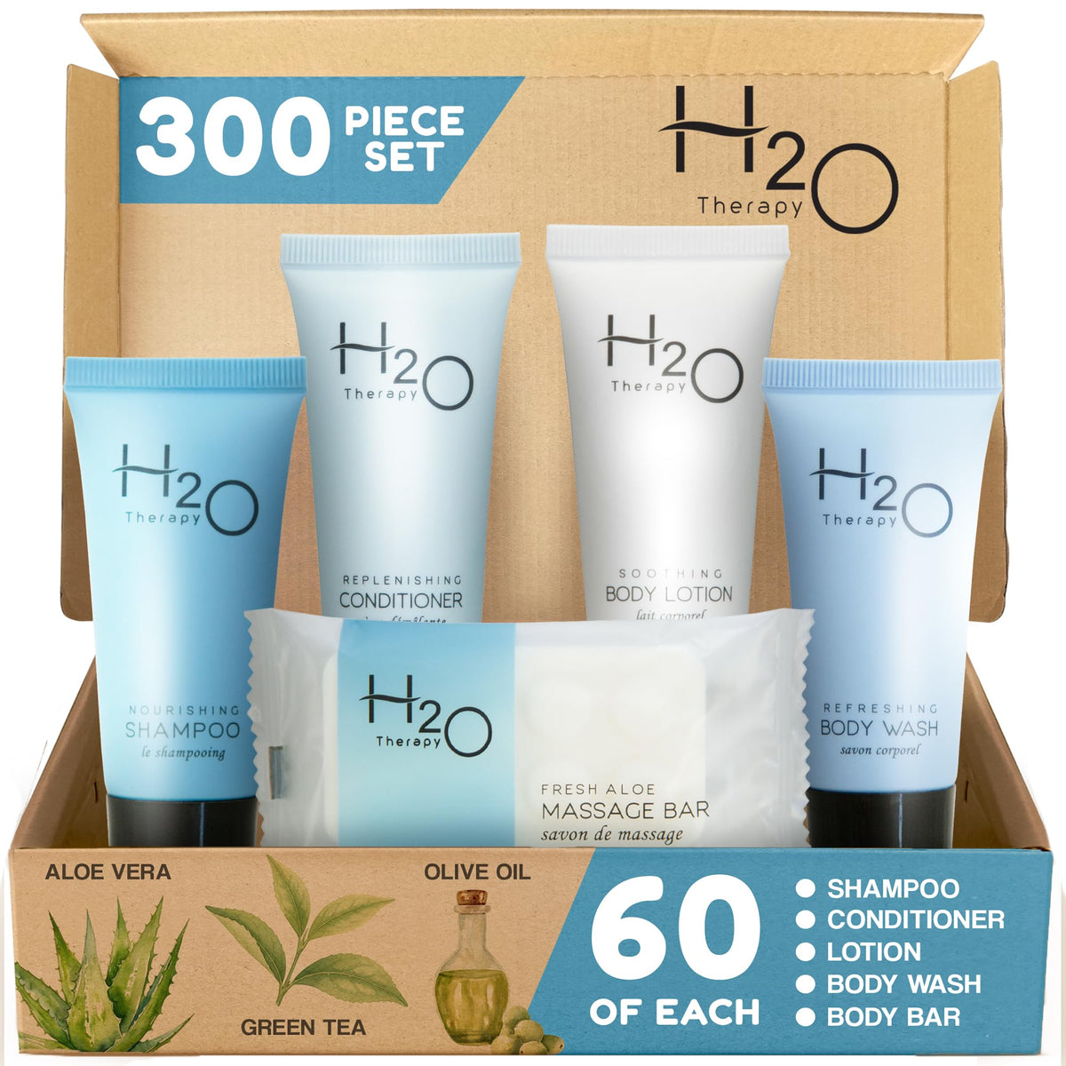 Terra Pure H2O Therapy shampoo bottle, travel-size, ideal for guest rooms.