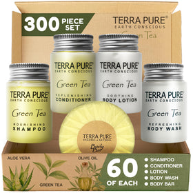 Terra Pure hotel shampoo 1oz bottle for guest rooms and easy re-stocking