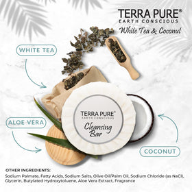 Paraben-free Terra Pure soap with vegetable-based formula for eco-conscious properties.