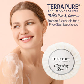 Single-use Terra Pure bars simplify stocking and turnover between guests.