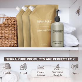 Terra Pure Spa 1L conditioner refill bottle supports easy restocking for busy properties
