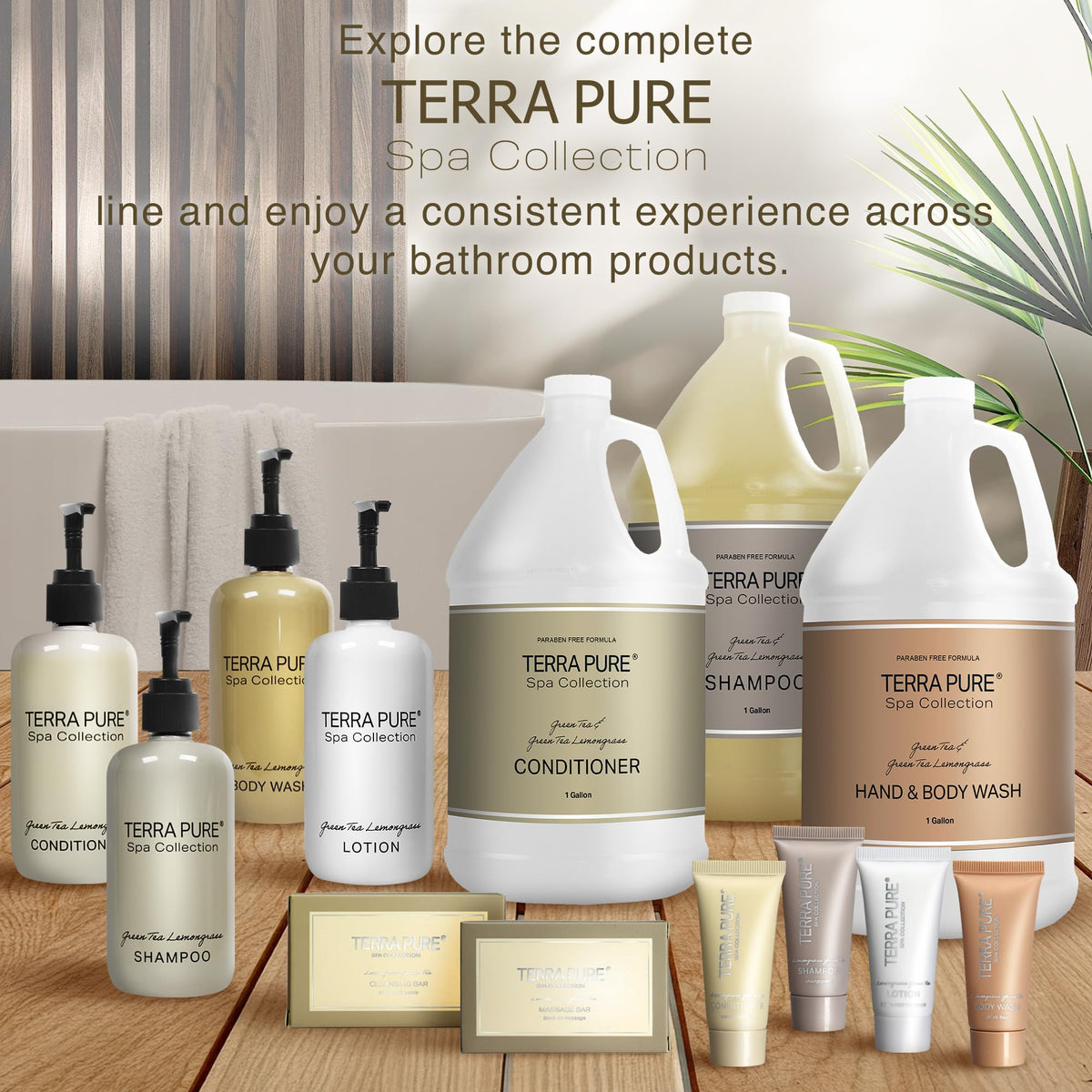 Terra Pure Spa eco-friendly packaging emphasizing sustainable hospitality supplies