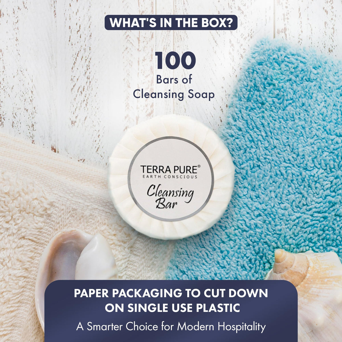 White Tea and Coconut scented Terra Pure soap for a spa-like guest experience.