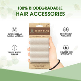 Terra Ties closeup shows organic cotton and natural rubber fibers