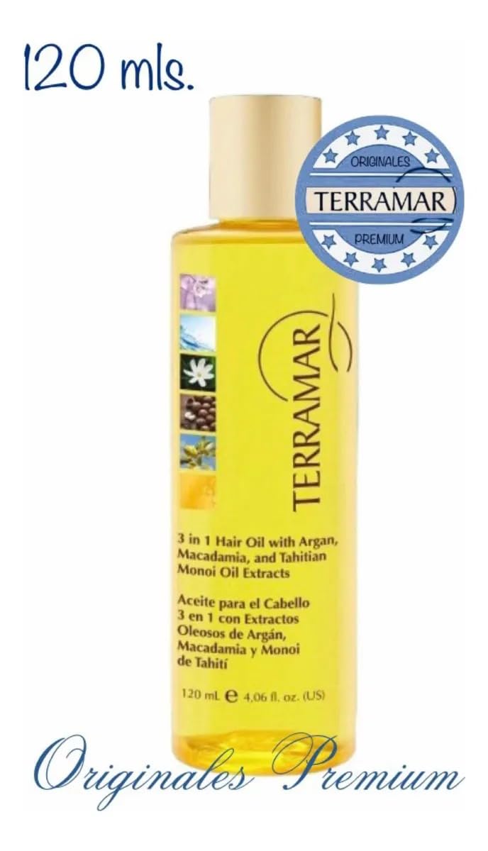 Terramar oil is applied to hands for even distribution through hair.