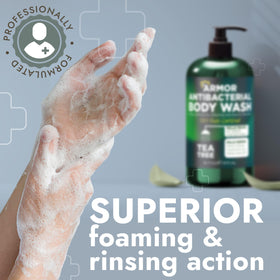 Terramed Just Think Comfort 16 oz bottle on a bathroom shelf for everyday use.