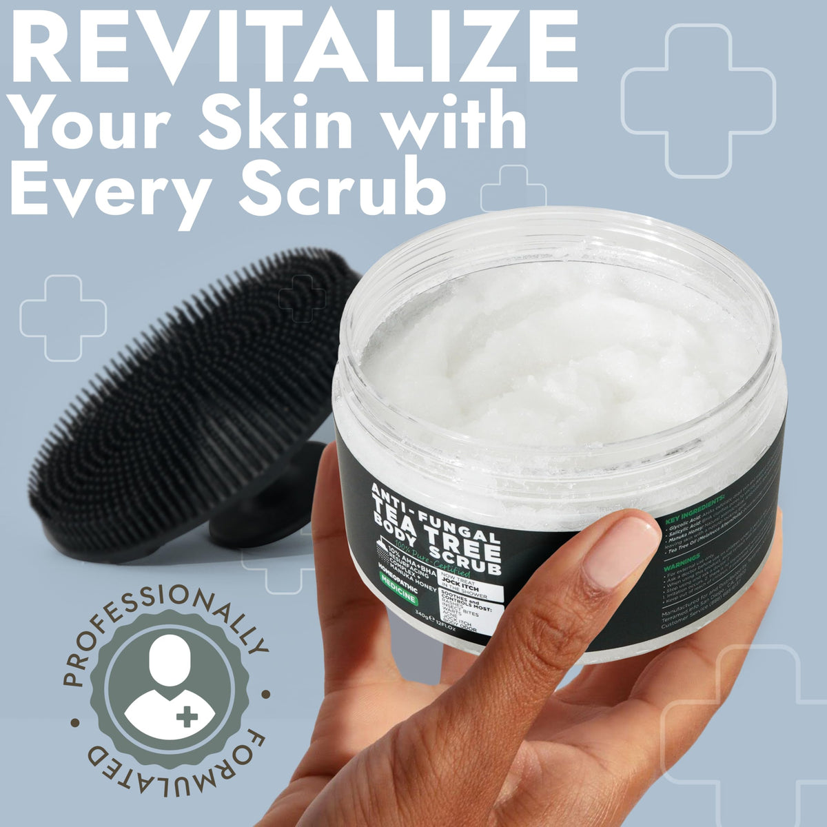 Terramed Just Think Comfort daily shower routine with scrub improves cleansing