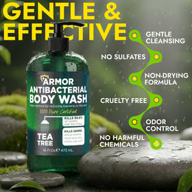 Terramed Just Think Comfort label close-up highlighting tea tree oil benefits.