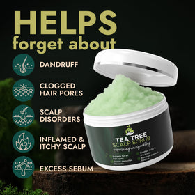 Terramed Just Think Comfort Tea Tree Scalp Scrub texture close-up shows exfoliation.