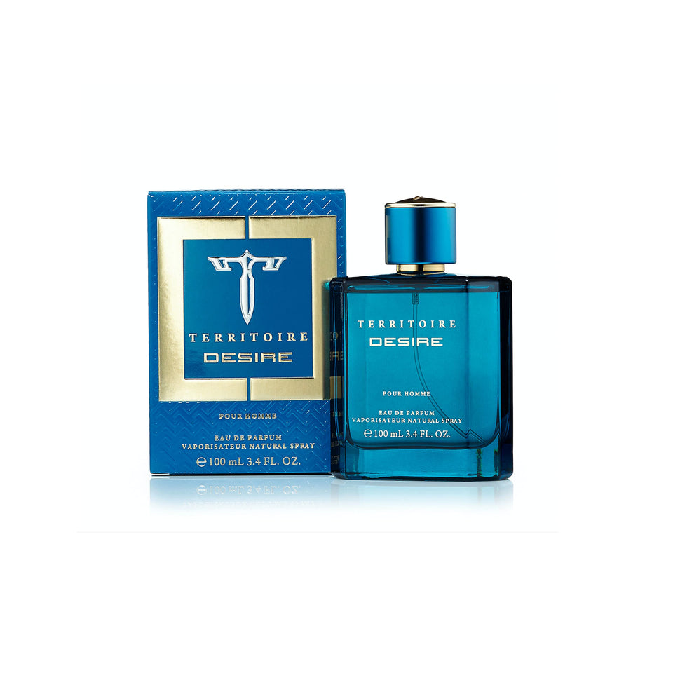 Territoire Desire bottle front view highlighting mint and green apple notes, ideal for evenings.