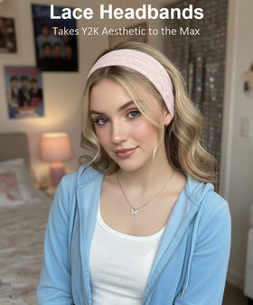 TERSE lace headband white creates a clean look for sunny days.