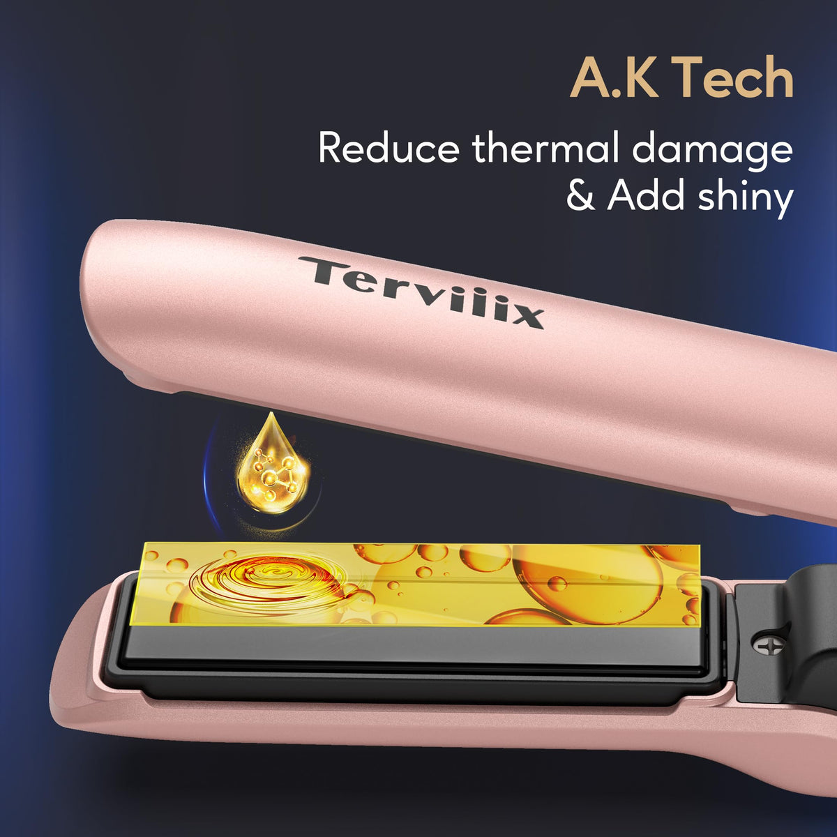 Terviiix cordless hair straightener glossy-finish result for sleek hair.