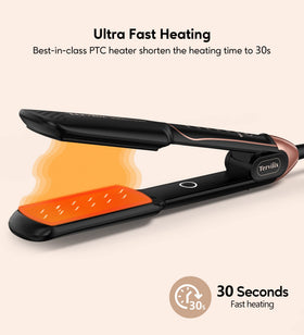 Terviiix flat iron doubles as a curler for versatile looks.