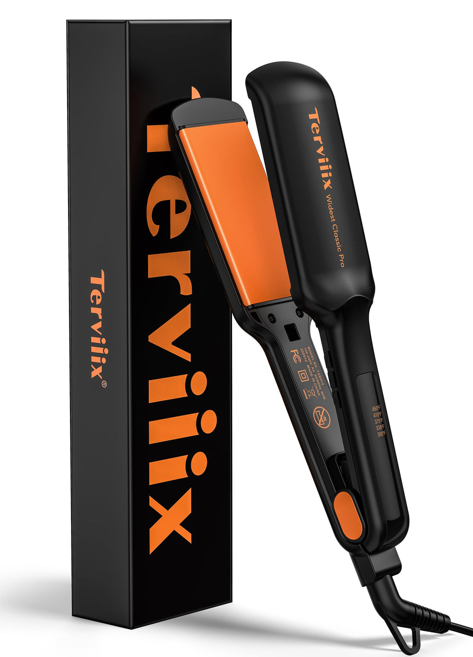 Terviiix 2-inch ceramic flat iron with wide plates for faster styling.